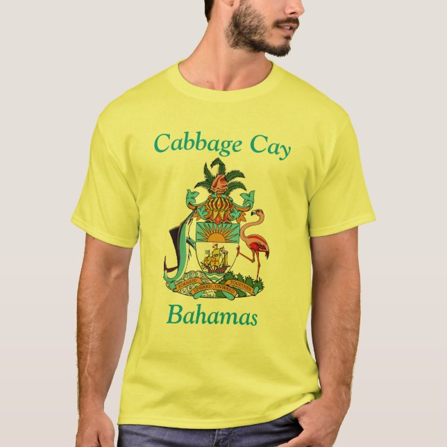 T-shirt Cabbage Cay, Bahamas avec blason (Devant)