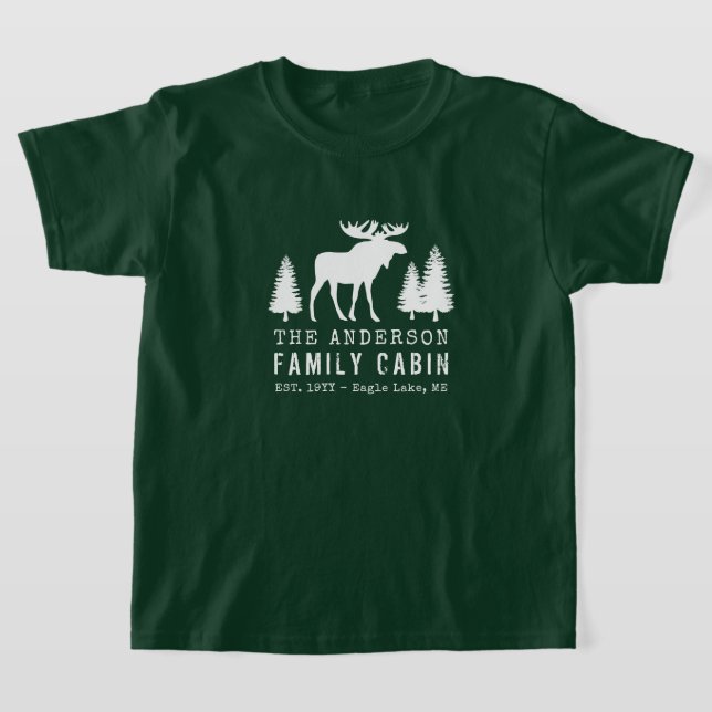 T-shirt Cabine de famille Rustic Moose Pine Trees Silhouet (Poser)