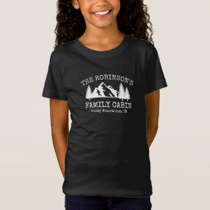 T-Shirt Cabine de famille White Rustic Trees Montagnes Des