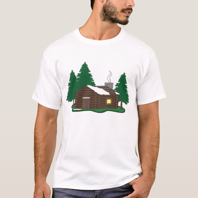 T-shirt Cabine de rondin dans les bois (Devant)