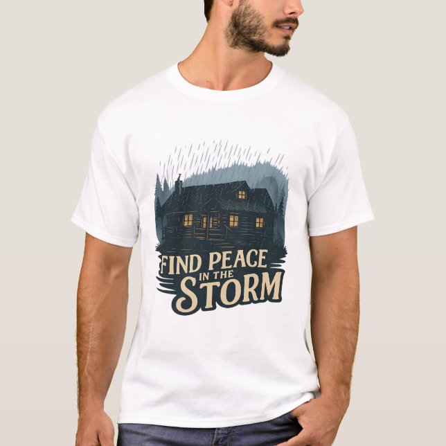 T-shirt Cabine tempétueuse rustique – Paix dans la nature (Devant)