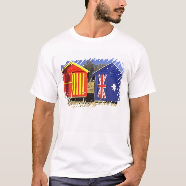 T-shirt Cabines de Bain, Plage de Middle Brighton, Port 2 (Devant)