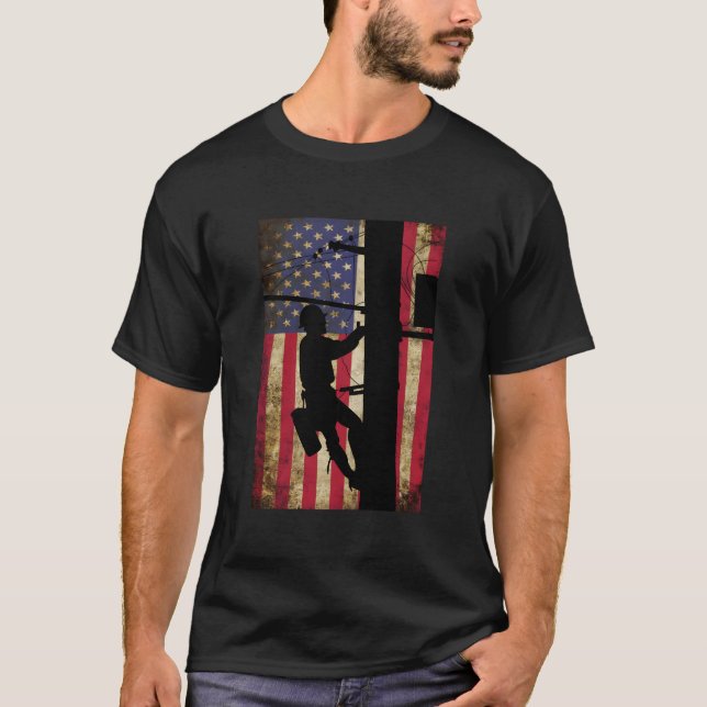 T-shirt Câble électrique Drapeau Américain Line (Devant)