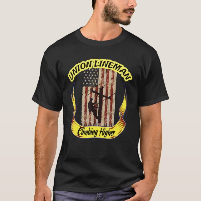 T-shirt Câbleur Monteur de Lignes Électriques Truc Poteau  (Devant)