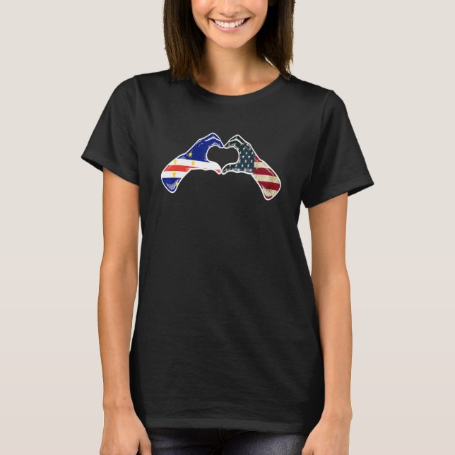T-shirt Cabo Verde American USA Flag   USA Cabo Verdean He (Devant)