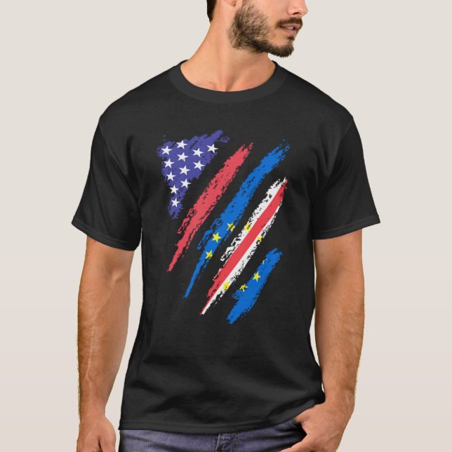 T-shirt Cabo Verdean American Patriot Grown Heart Flag Str (Devant)