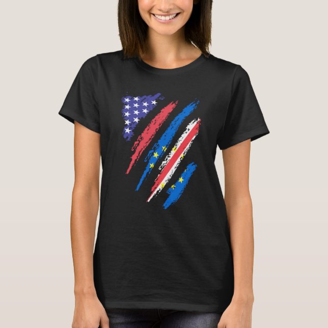 T-shirt Cabo Verdean American Patriot Grown Heart Flag Str (Devant)
