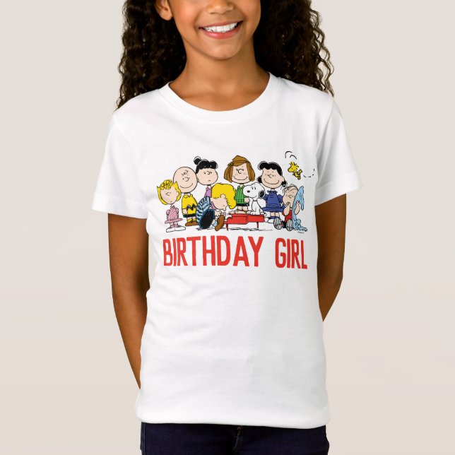 T-Shirt cacahuètes | Charlie Brown et Gang Birthday Girl (Devant)