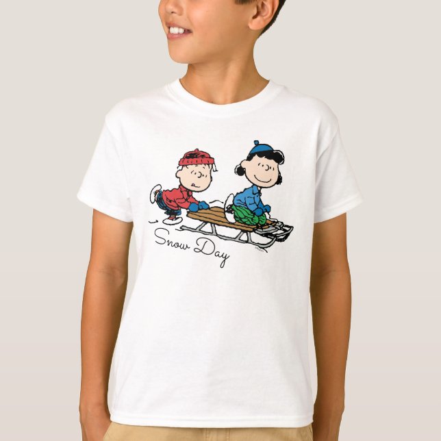 T-shirt cacahuètes | Linus & Lucy Sled Riding (Devant)