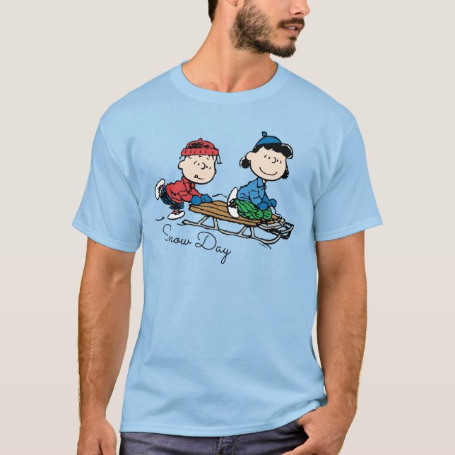 T-shirt cacahuètes | Linus & Lucy Sled Riding (Devant)