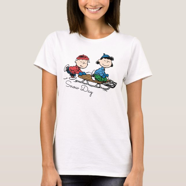 T-shirt cacahuètes | Linus & Lucy Sled Riding (Devant)