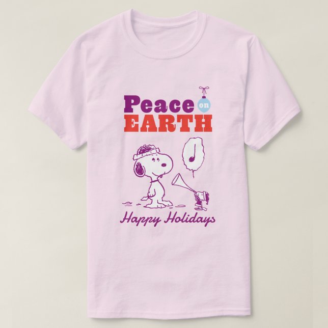T-shirt cacahuètes | Peace on Earth Snoopy & Woodstock (Design devant)