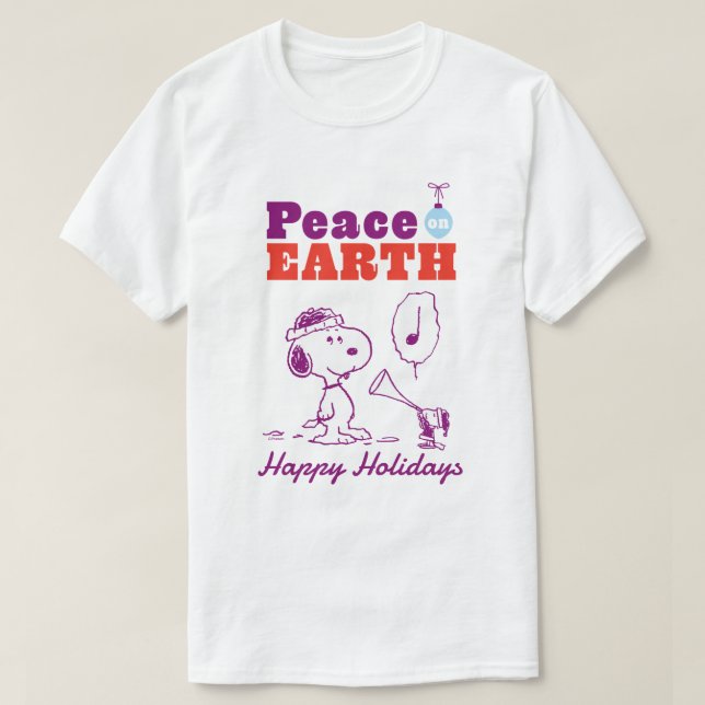 T-shirt cacahuètes | Peace on Earth Snoopy & Woodstock (Design devant)