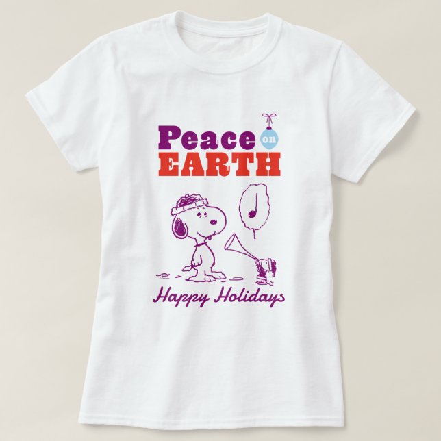 T-shirt cacahuètes | Peace on Earth Snoopy & Woodstock (Design devant)