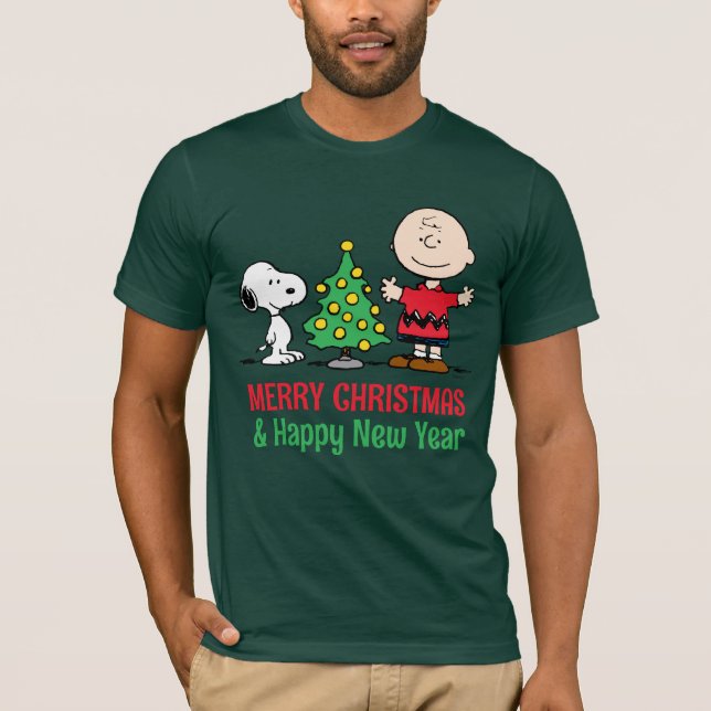 T-shirt cacahuètes | Snoopy & Charlie Arbre de Noël Brown (Devant)
