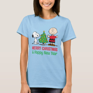 T-shirt cacahuètes   Snoopy & Charlie Arbre de Noël Brown