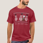 T-shirt cacahuètes | Snoopy Christmas Sweater Snowman<br><div class="desc">Célébrez les fêtes et votre amour des cacahuètes avec ce pull de Noël moche avec Snoopy et une rangée de bonhommes de neige.</div>