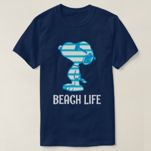 T-shirt cacahuètes Snoopy Cyan Stripes Lunettes de solei