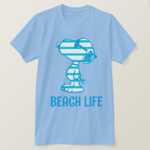 T-shirt cacahuètes   Snoopy Cyan Stripes Lunettes de solei