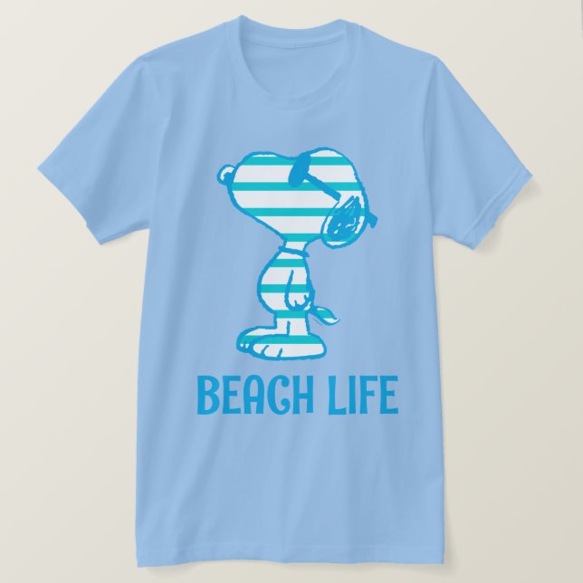 T-shirt cacahuètes | Snoopy Cyan Stripes Lunettes de solei (Design devant)