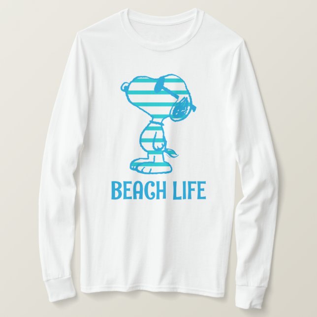 T-shirt cacahuètes | Snoopy Cyan Stripes Lunettes de solei (Design devant)
