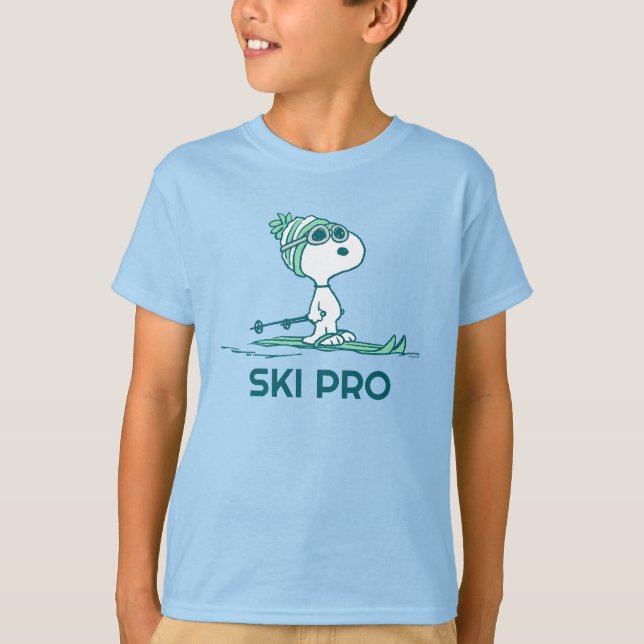 T-shirt cacahuètes | Snoopy sur Skis (Devant)