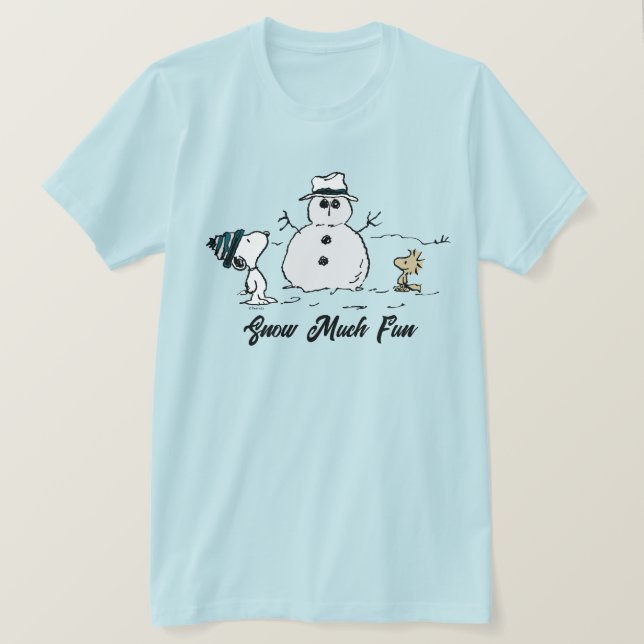 T-shirt cacahuètes | Snoopy & Woodstock Build A Snowman (Design devant)