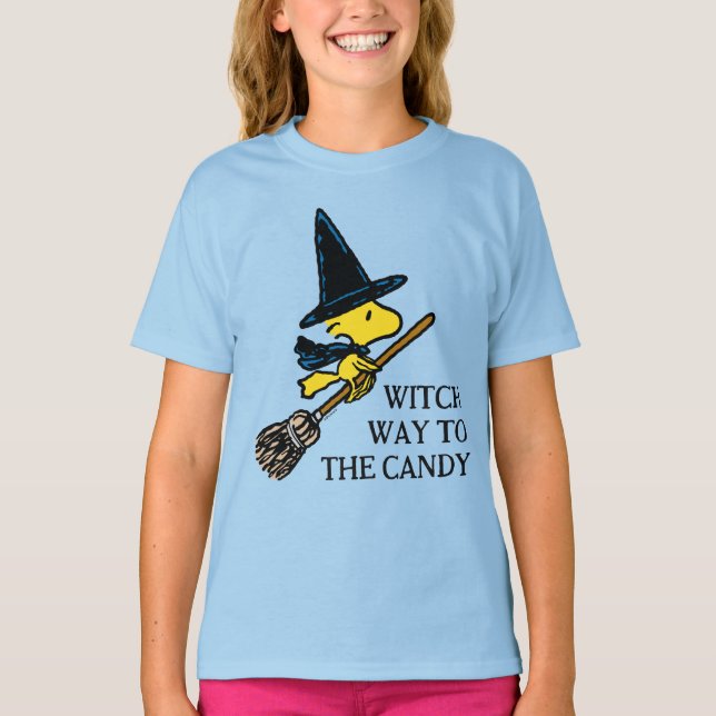 T-shirt cacahuètes | Woodstock Halloween Witch (Devant)
