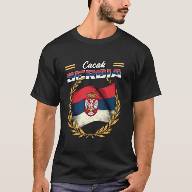 T-shirt Cacak Serbie Souvenir Srbija Drapeau (Devant)