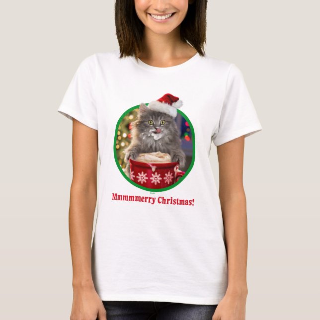 T-shirt Cacao chaud Kitty de Noël mignon (Devant)