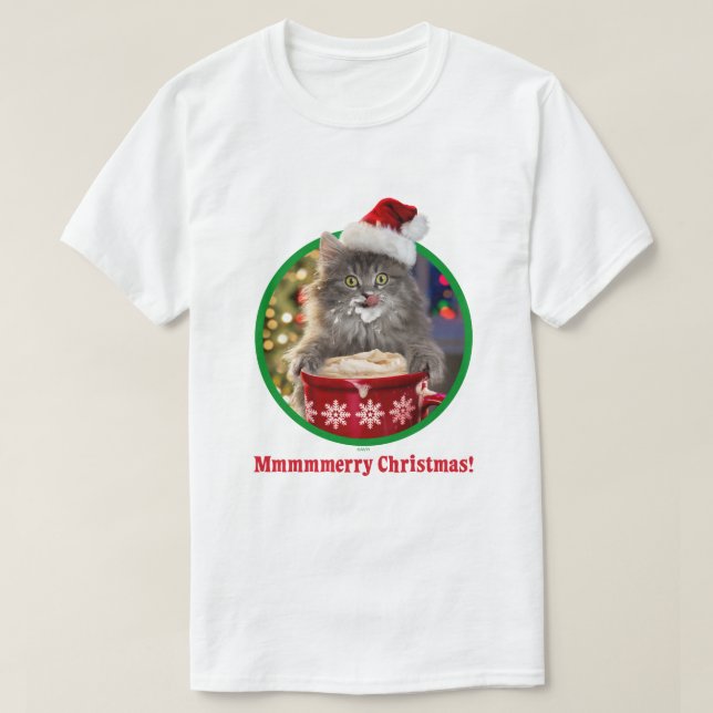 T-shirt Cacao chaud Kitty de Noël mignon (Design devant)
