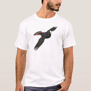 T-shirt Cacatoès noir coupé la queue par rouge
