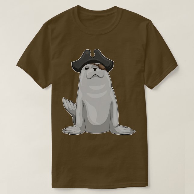 T-shirt Cache-œil de pirate pour phoque (Design devant)