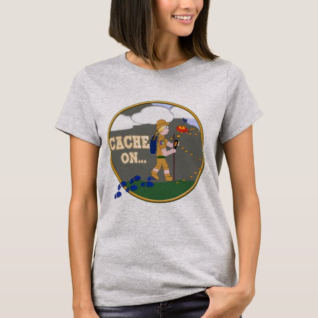 T-SHIRT CACHETTE DESSUS ! FILLE DE POUSSIN DE GEOCACHING (Devant)