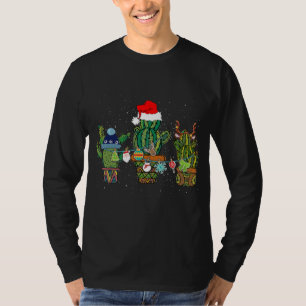 T-shirt Cactus Christmas Reindeer Santa Hat Pajamas Xmas 