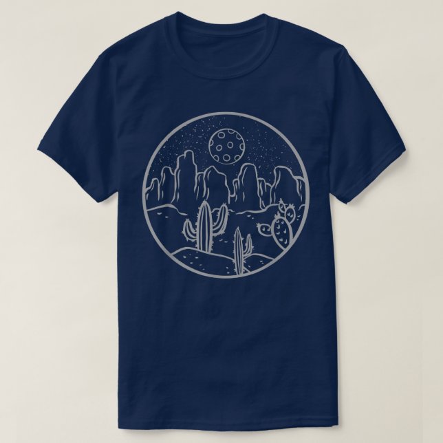 T-shirt Cactus Complete Moon Night Desert Mountains Wester (Design devant)