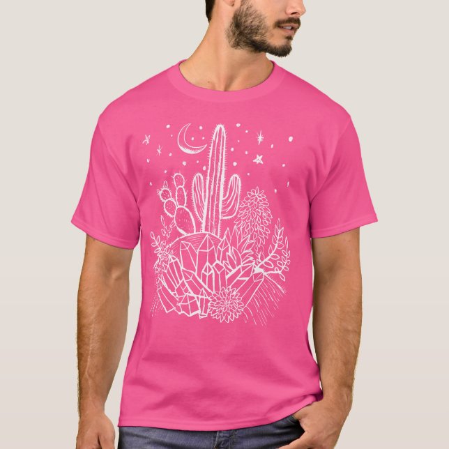 T-shirt Cactus Crystals Succulents Desert Moon Witchy Goth (Devant)