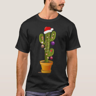 T-shirt Cactus de Noël décorés pour Noël vintage