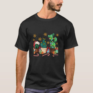 T-shirt Cactus de Noël occidental Léopard de canne Joyeux