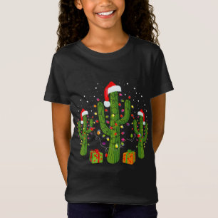 T-Shirt Cactus de Noël portant des chapeaux de Père Noël e