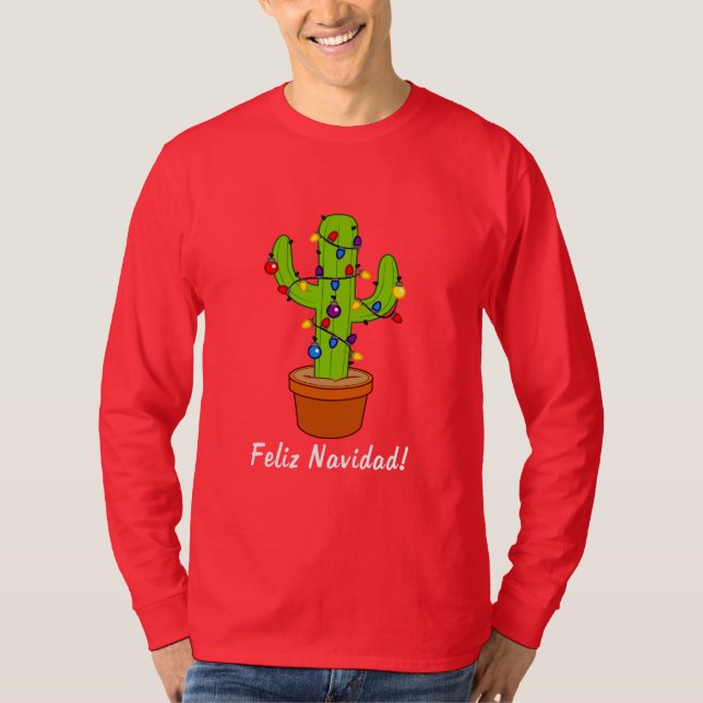 T-shirt Cactus décoré pour les fêtes Feliz Navidad (Devant)