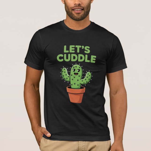 T-shirt Cactus Drôle, Faisons un Câlin (Devant)