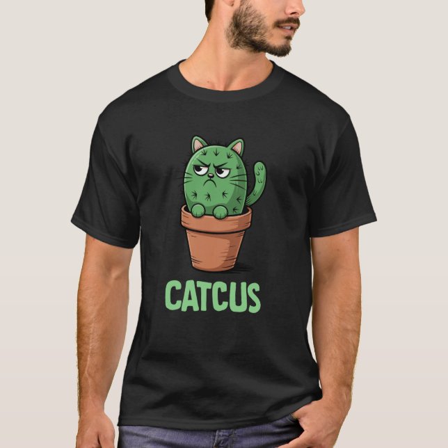 T-shirt Cactus Drôle pour Amateur de Chat Mignon (Devant)
