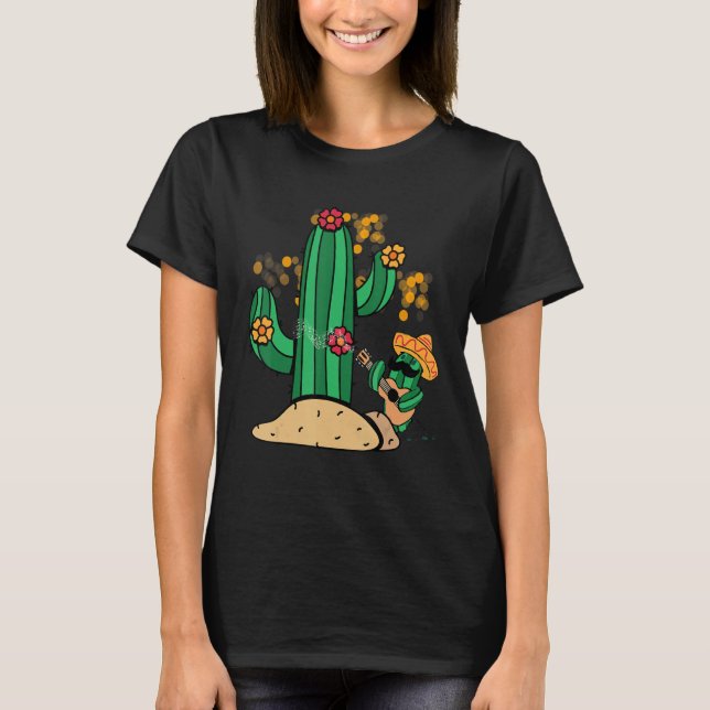 T-shirt cactus music singing guitar sombrero mexicano dese (Devant)