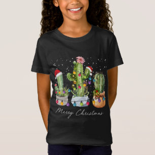 T-Shirt Cactus Noël Noël Noël Feux de lumière Santa Hat Ca