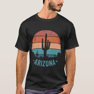 T-shirt Cactus Saguaro Désert Arizona Coucher de Soleil Ré