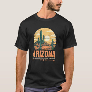 T-shirt Cactus Saguaro Rétro Désert Arizona Scène Vintage