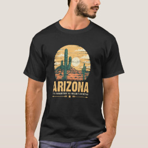 T-shirt Cactus Saguaro Rétro Scène Désertique Arizona Vint