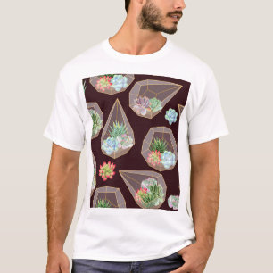 T-shirt Cactus Succulent détaillé Motif sans couture