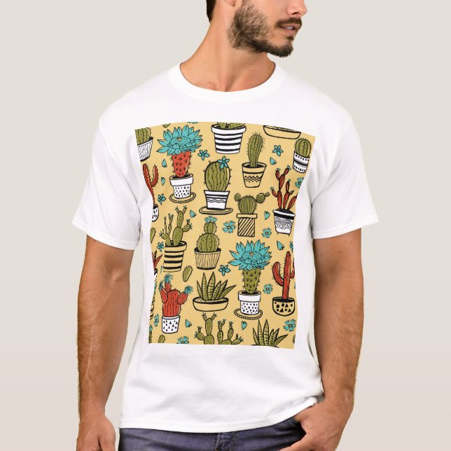 T-shirt Cactus Succulent : Esquisse tirée à la main (Devant)
